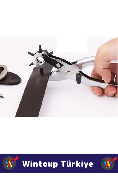 Pratik Delgeç 6 Farklı Başlıklı Döner Kemer Delme Pensesi Perçin Deri Plastik Delici İkili Set - 2