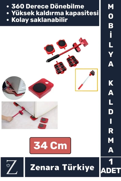 Premium Kompakt Abs Plastik Tekerlekli Beyaz Eşya Mobilya Kaydırma Aleti Aparatı Krikolu Seti