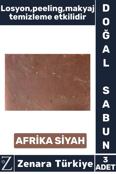 Bitkisel Organik %100 Doğal Saç Yüz Vücut El Kullanım Cilt Losyon Peeling Sabun AFRİKA SİYAH 3 Adet ürün görseli
