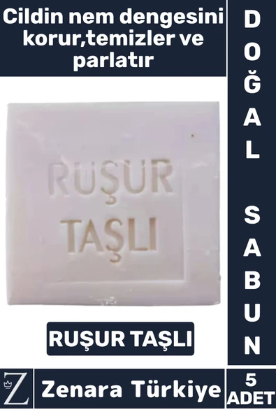 Bitkisel Organik Doğal Saç Yüz Vücut El Kullanım Cilt Temizleyici Parlatıcı Sabun RUŞUR TAŞLI 5 Adet ürün görseli