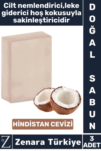 Bitkisel Organik %100 Doğal Saç Yüz Vücut El Nemlendirici Hoş Kokulu Sabun HİNDİSTAN CEVİZİ 3 Adet