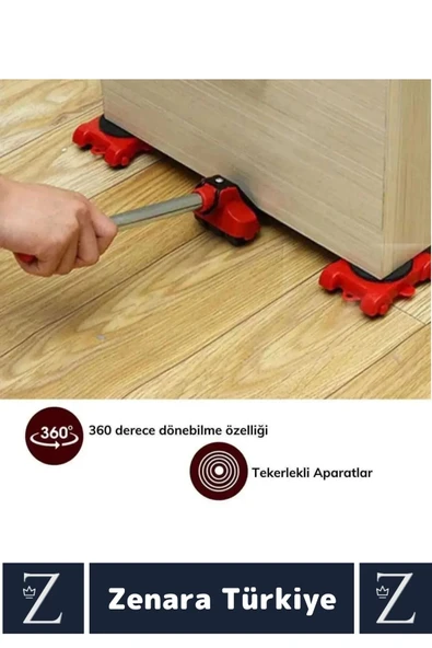 Premium Kompakt Abs Plastik Tekerlekli Beyaz Eşya Mobilya Kaydırma Aleti Aparatı Krikolu Seti - 3