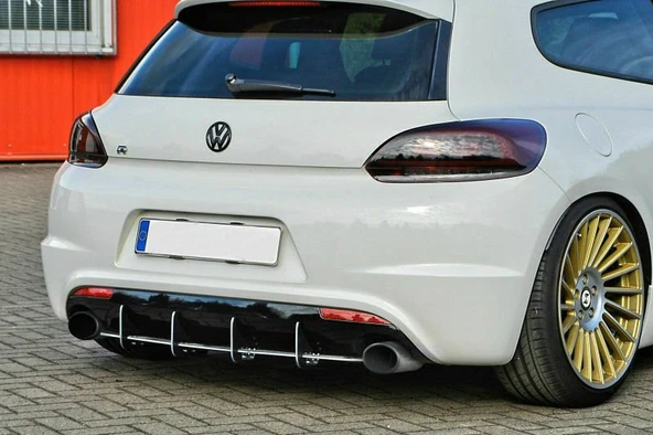 Vw Scirocco R Arka Tampon Difüzör Eki Plastik İthal 2009+ Sonrası Uyumlu - 2