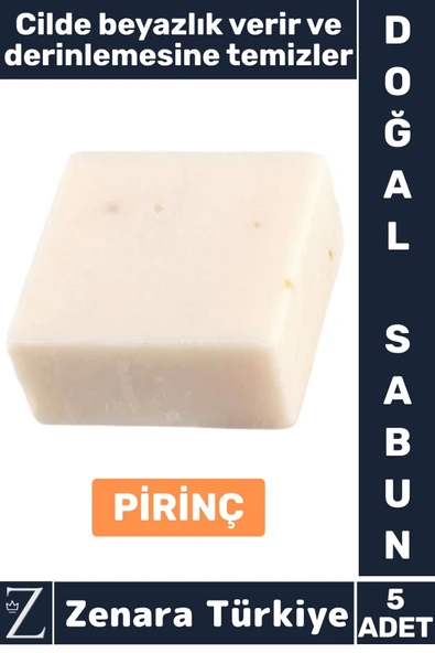 Bitkisel Organik %100 Doğal Saç Yüz Vücut El Cilt Beyazlatıcı Derin Temizlik Sabun PİRİNÇ 5 Adet ürün görseli