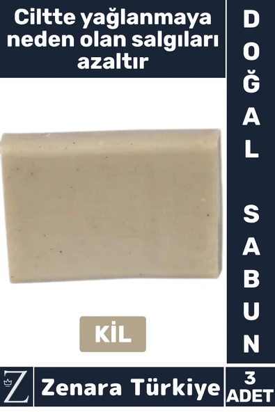 Bitkisel Organik %100 Doğal Saç Yüz Vücut El Kullanım Hassas Kuru Ciltler İçin Sabun KİL 3 Adet ürün görseli