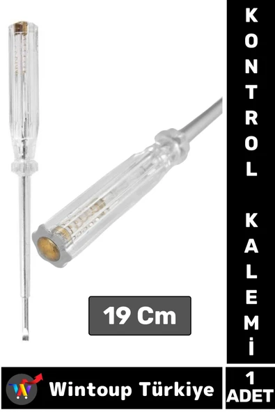 Premium Ergonomik Ev Atölye Tamirat Vidalama Düz Uçlu Kontrol Kalemi 19 Cm