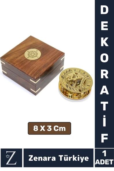 Dekoratif Koleksiyon Erkek Arkadaş Sevgililer Günü Hediye Ahşap Kutu PİRİNÇ GÜNEŞ SAATİ PUSULA ürün görseli