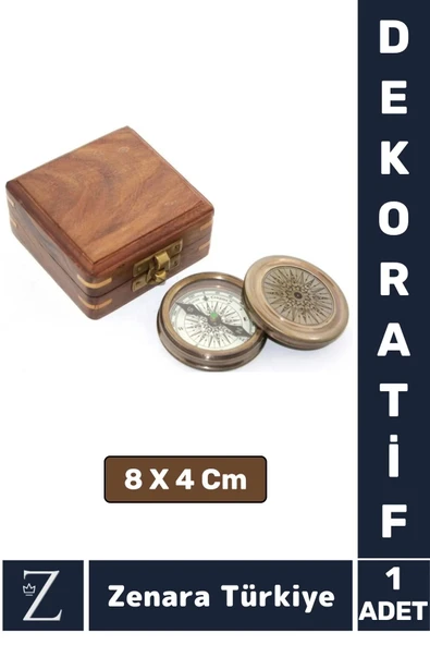 Premium Erkek Arkadaş Sevgili Özel Denizci Koleksiyon Hediyelik PİRİNÇ Ahşap Kutulu PUSULA ürün görseli