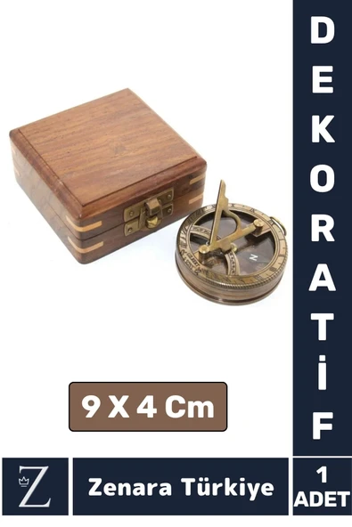 Premium Klasik Sevgili Erkek Arkadaş Özel Gün Hediye Ev Ofis Vintage Ahşap Kutu Pirinç PUSULA ürün görseli