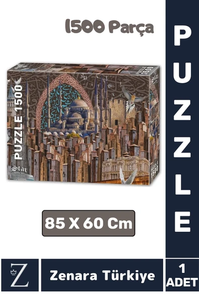 Eğlenceli Eğitici El Göz Görsel Algı Hafıza Beceri Geliştirici 1500 Parça PUZZLE ADANMIŞ İSTANBUL