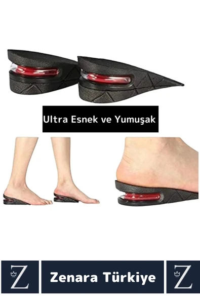 Ortopedik Ultra Rahat Tüm Ayakkabılara Uyumlu Kaymaz Topuk Anında 5 Cm Boy Uzatan Tabanlık 2 Çift - 4