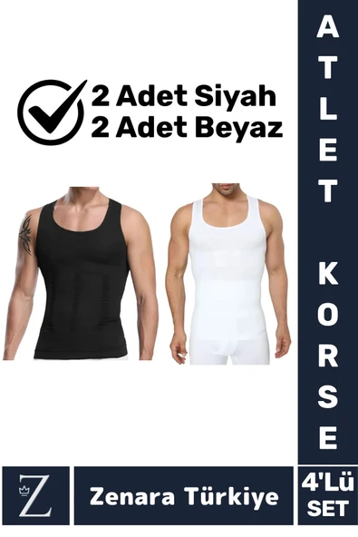 Jinekomasti Dik Duruş Göbek Göğüs Toparlayan Sıkılaştıran Ultra Elastik Erkek Atlet Korse 4 Adet ürün görseli