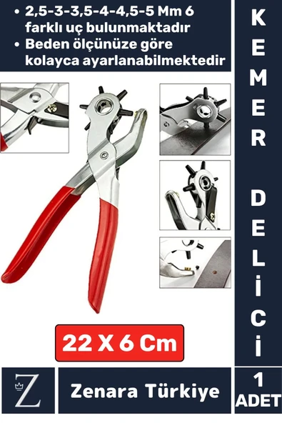 Yüksek Kaliteli Pratik Deri Plastik Delik Uç Açıcı 6 Farklı Uçlu Ayarlanabilir Kemer Delme Pensesi