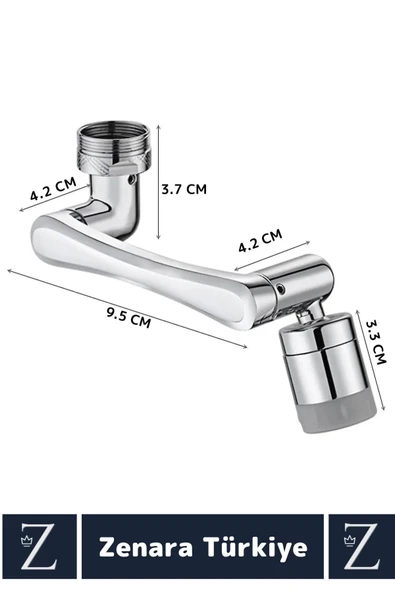 Kolay Montaj Metal Görünümlü 1080 Derece Dönebilen Çift Modlu Su Akışı Akrobat Musluk Ucu Başlığı - 7