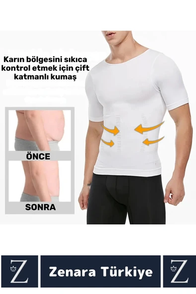 Jinekomasti Dik Duruş Göğüs Göbek Toparlayan Sıkılaştıran Ultra Esnek Erkek Fanila Korse 2'Li SET - 5