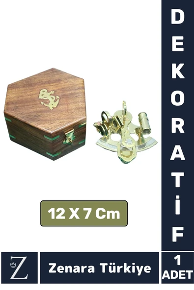 Premium Dekoratif Koleksiyon Erkek Arkadaş Sevgililer Günü Özel Hediyelik PİRİNÇ Ahşap Kutu SEKSTANT ürün görseli