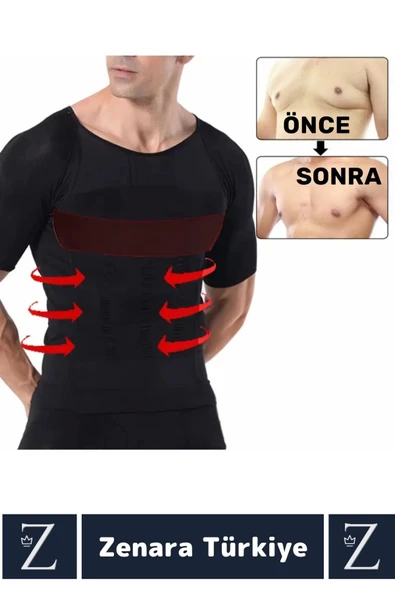 Jinekomasti Dik Duruş Göğüs Göbek Toparlayan Sıkılaştıran Ultra Esnek Erkek Fanila Korse 2'Li SET - 2