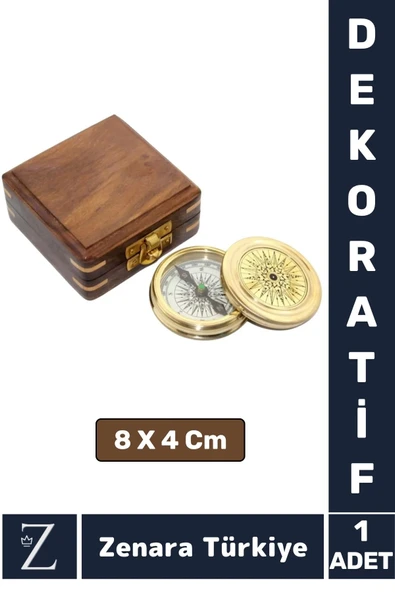 Premium Erkek Arkadaş Sevgili Özel Koleksiyon Denizci Temalı Hediyelik PİRİNÇ Ahşap Kutulu PUSULA ürün görseli