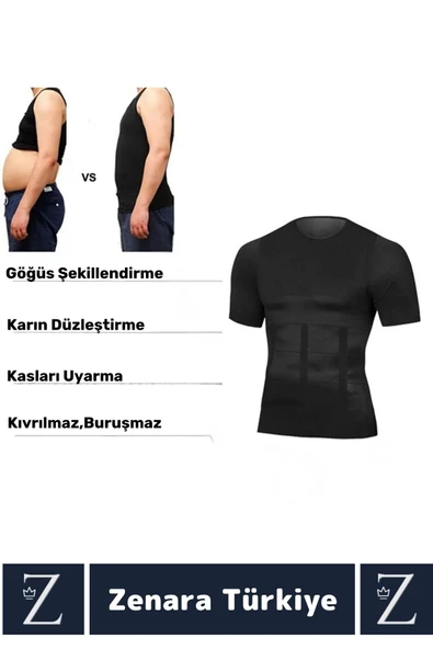 Jinekomasti Dik Duruş Göğüs Göbek Toparlayan Sıkılaştıran Ultra Esnek Erkek Fanila Korse 2'Li SET - 4