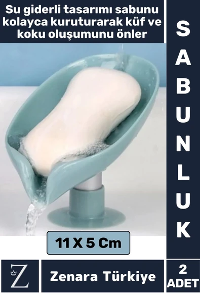 Banyo Mutfak Lavabo Sabun Montajsız Giderli Küflenme Kuruma Koku Önleyen Vantuzlu SABUNLUK 2 Adet ürün görseli