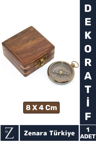 Premium Erkek Arkadaş Sevgili Özel Gün Koleksiyon Hediye Denizci Tema PİRİNÇ Ahşap Kutulu PUSULA ürün görseli