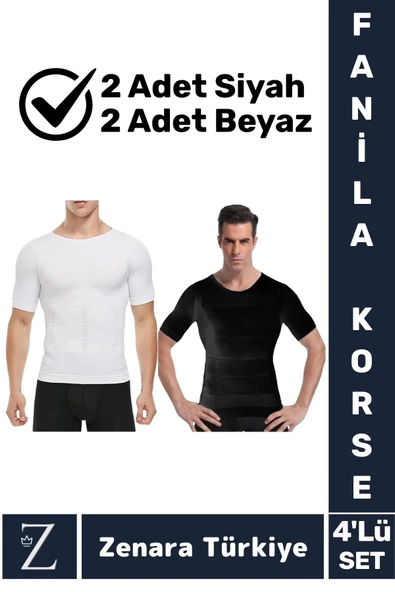 Jinekomasti Dik Duruş Göğüs Göbek Toparlayan Sıkılaştıran Ultra Esnek Erkek Fanila Korse 4'Lü SET ürün görseli