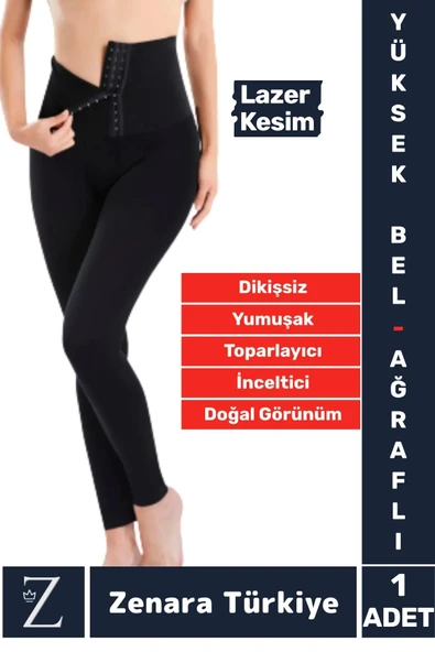 Gündelik Doğal Görünüm 2 Beden İncelten Vücut Toparlayan LAZER KESİM Yüksek Bel Ağraflı Korseli TAYT