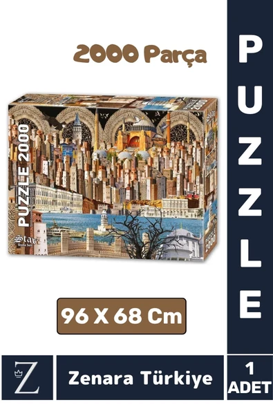 Eğlenceli Eğitici El Göz Görsel Algı Hafıza Beceri Geliştirici 2000Parça PUZZLE ANLAT İSTANBUL