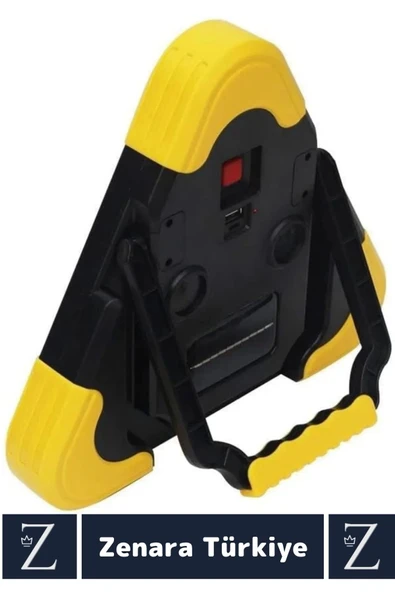 Dayanıklı USB Solar Enerjili Işıklı 2 Kademe El Feneri Döner Kulp Acil Durum Reflektörü İkaz Lambası - 5