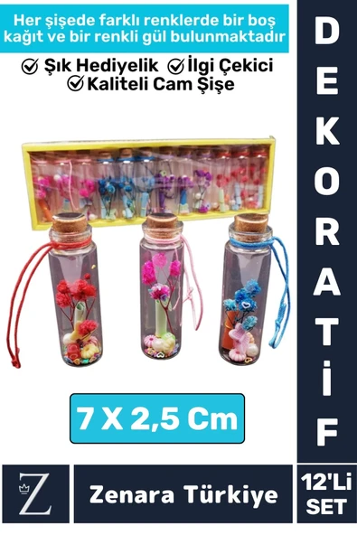 Yüksek Kaliteli Dekoratif Hediyelik Sevgili Çift Sevgililer Günü Tanışma Yıldönümü 12li DİLEK ŞİŞESİ ürün görseli