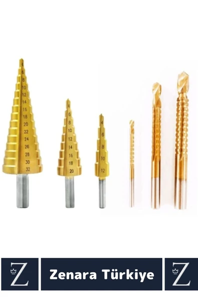Kablolu Şarjlı Matkap Uyumlu Isı Aşınma Dayanıklı Ahşap Metal Plastik 6'lı Kademeli Matkap Ucu Seti - 2