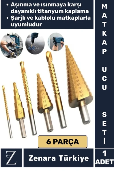 Kablolu Şarjlı Matkap Uyumlu Isı Aşınma Dayanıklı Ahşap Metal Plastik 6'lı Kademeli Matkap Ucu Seti