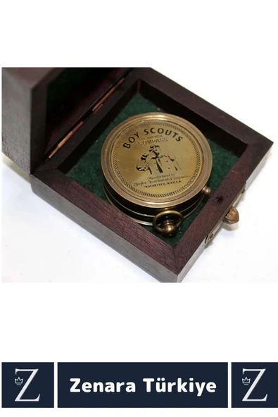 Dekoratif Erkek Arkadaş Sevgili Özel Gün Denizci Koleksiyon Hediye PİRİNÇ Ahşap Kutulu PUSULA - 2