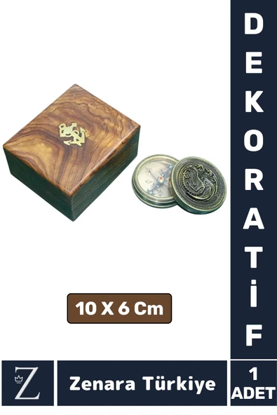 Premium Erkek Arkadaş Sevgili Özel Gün Koleksiyon Hediye Ev Ofis Denizci PİRİNÇ Ahşap Kutulu PUSULA