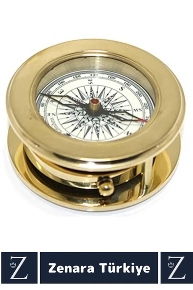 Erkek Arkadaş Sevgili Özel Gün Koleksiyon Hediye Denizci Tema PİRİNÇ Ahşap Kutulu MERCEKLİ PUSULA - Resim 2