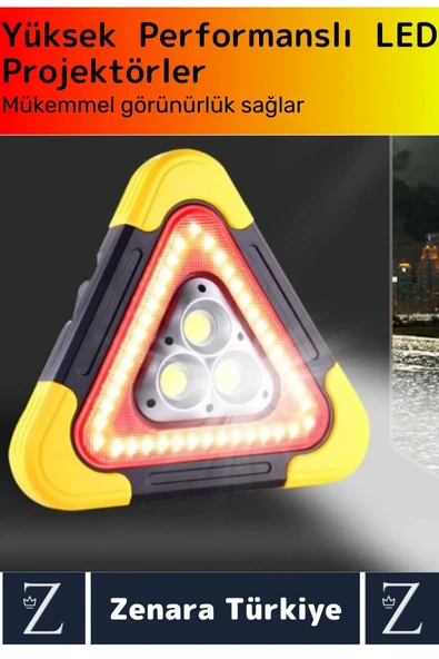 Dayanıklı USB Solar Enerjili Işıklı 2 Kademe El Feneri Döner Kulp Acil Durum Reflektörü İkaz Lambası - 2