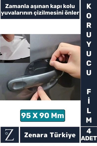Kolay Montaj Otomobil Kapı Yuvası Araba Kapı Kolu Çizilme Aşınma Yıpranma Darbe Koruyucu Film 4 Adet