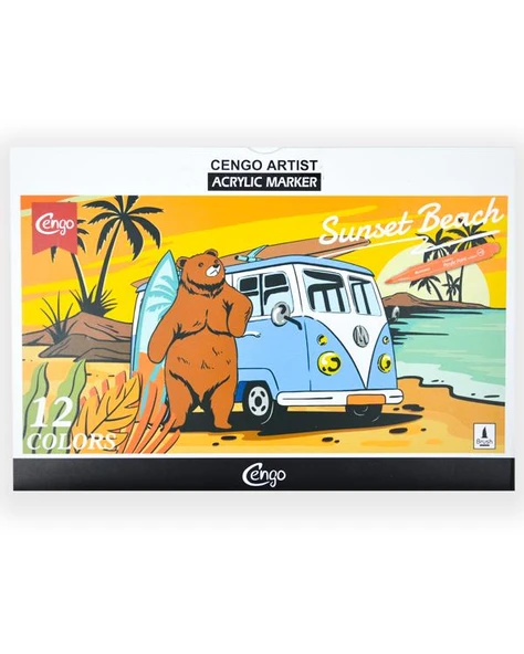 Cengo Çok Amaçlı Akrilik İşaretleyici Kalem 12 Renk CGO606 ürün görseli