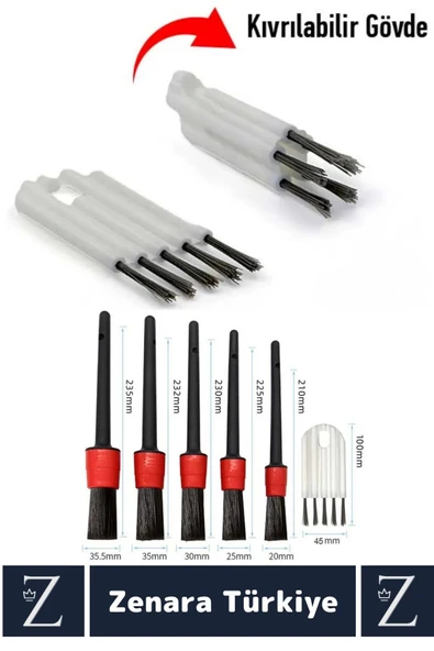 Dayanıklı Oto Araç Klima Koltuk Islak Kuru Kullanım Derin Temizlik Detaylı Temizlik Fırçası 6'lı Set - 3