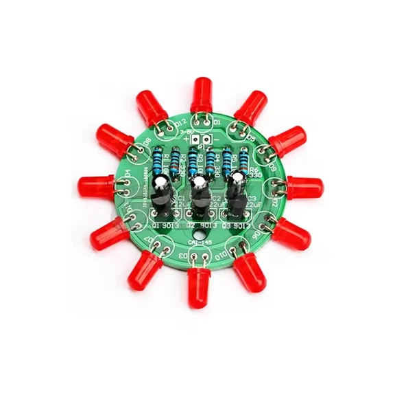DC 3-5V Led Yuvarlak Dönen Işık Hobi Devresi DIY Lehimleme Kiti - Demonte(Montesiz) - 3