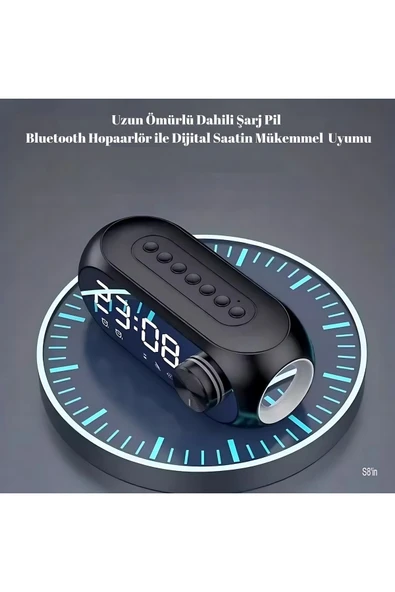 S8 RGB Led Işıklı Dijital Saat Bluetooth Hoparlör MP3 FM Radyo USB Çok Fonksiyonlu Hoparlör - 3