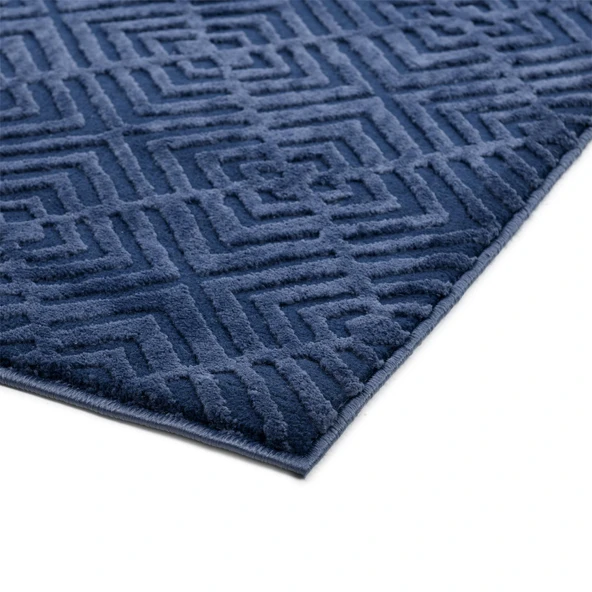 Latte Lacivert Yumuşak Peluş Dokuma Halı Yolluk Çocuk Odası Oturma Odası Salon Mutfak Halısı Y499A_WD26 - 6
