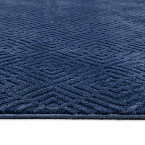 Latte Lacivert Yumuşak Peluş Dokuma Halı Yolluk Çocuk Odası Oturma Odası Salon Mutfak Halısı Y499A_WD26 - 4