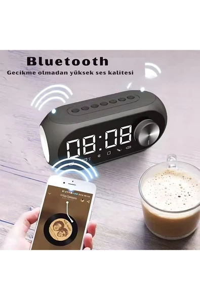 S8 RGB Led Işıklı Dijital Saat Bluetooth Hoparlör MP3 FM Radyo USB Çok Fonksiyonlu Hoparlör - 7