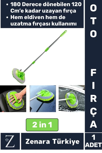 Oto Bakım 180 Derece Dönen Su Emici Tak Çıkar Paspas 2in1 Mikrofiber Uzun Saplı Araba Yıkama Fırçası