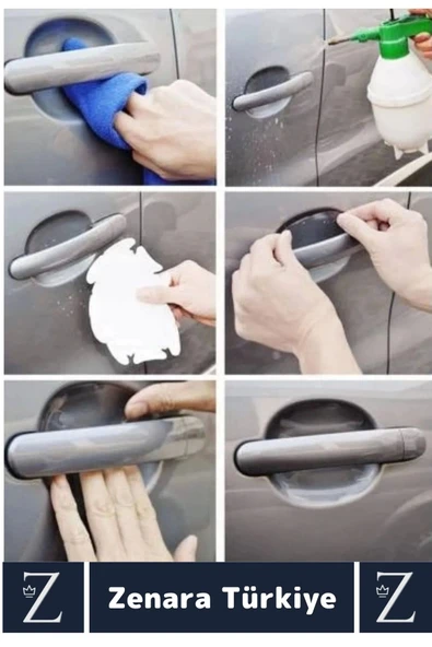 Kolay Montaj Otomobil Kapı Yuvası Araba Kapı Kolu Çizilme Aşınma Yıpranma Darbe Koruyucu Film 4 Adet - 2