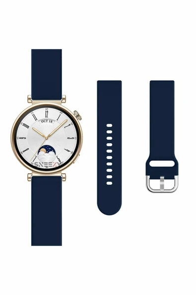Samsung Galaxy Watch 6 40-43-44-47mm 20mm Purelux Soft Tokalı Silikon Kordon Dayanıklı Spor Stil  Lacivert - 5