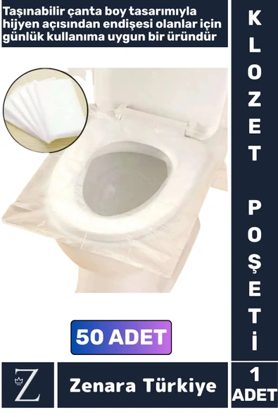 Çanta Boy AVM Tuvalet Günlük Tek Kullanımlık Hijyenik Tam Kaplama Klozet Kapak Poşeti 50 Adet