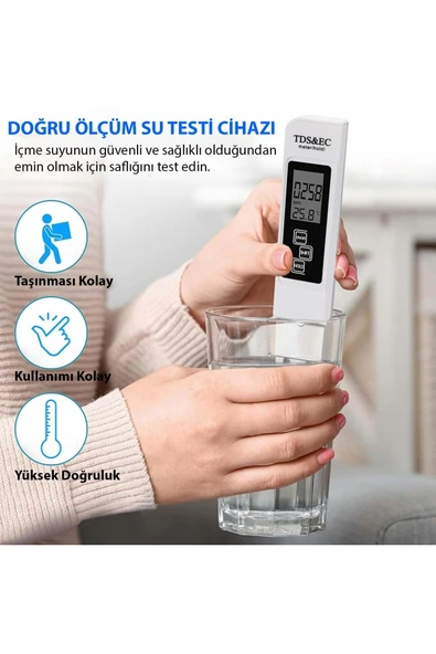 3in1 Dijital Tds Su Kalitesi Değer Ölçüm Cihazı - 2
