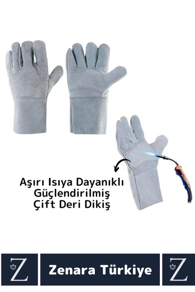 Dayanıklı Kaynak Yangın Mangal Tamir İş Su Geçirmez Yüksek Isıya Dayanıklı Çok Amaçlı Deri Eldiven - 2